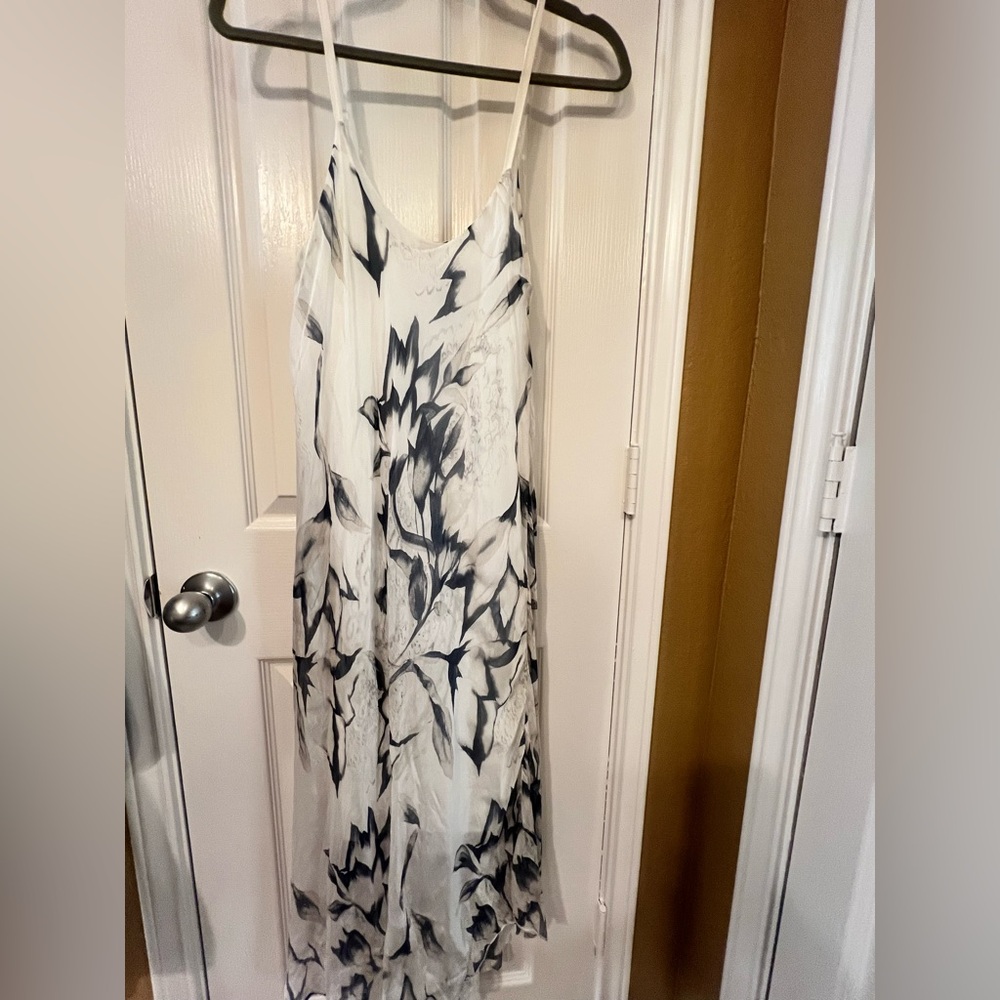 Gigi Moda White and Grey Ethereal Floral Dress